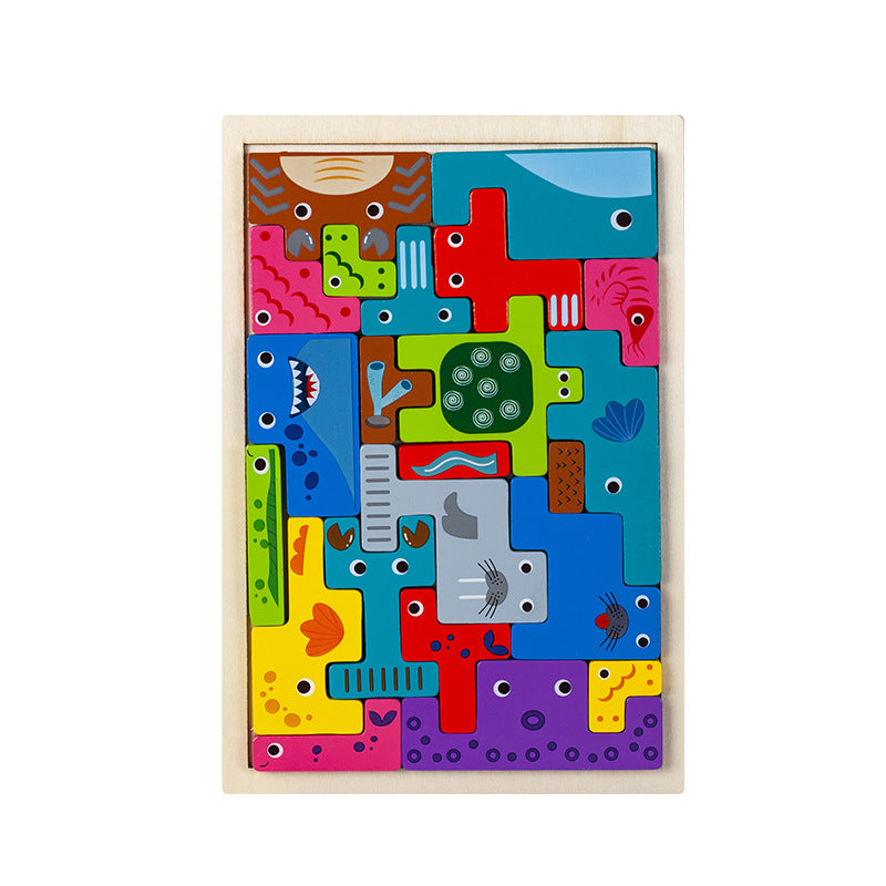 Wooden Tetris Puzzle Set