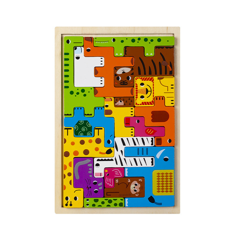 Wooden Tetris Puzzle Set
