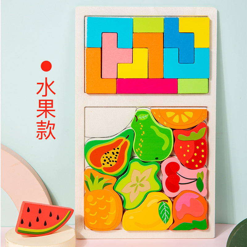 Wooden Tetris Puzzle Set