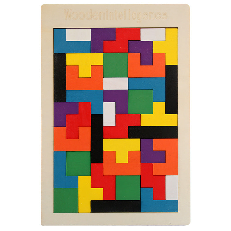 Wooden Tetris Puzzle Set