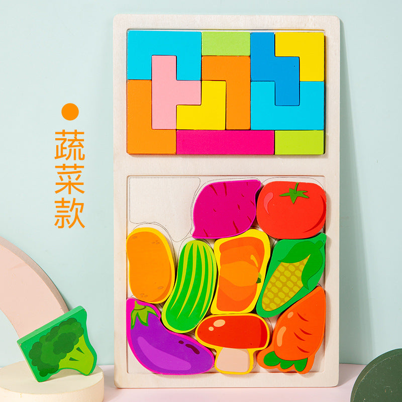 Wooden Tetris Puzzle Set