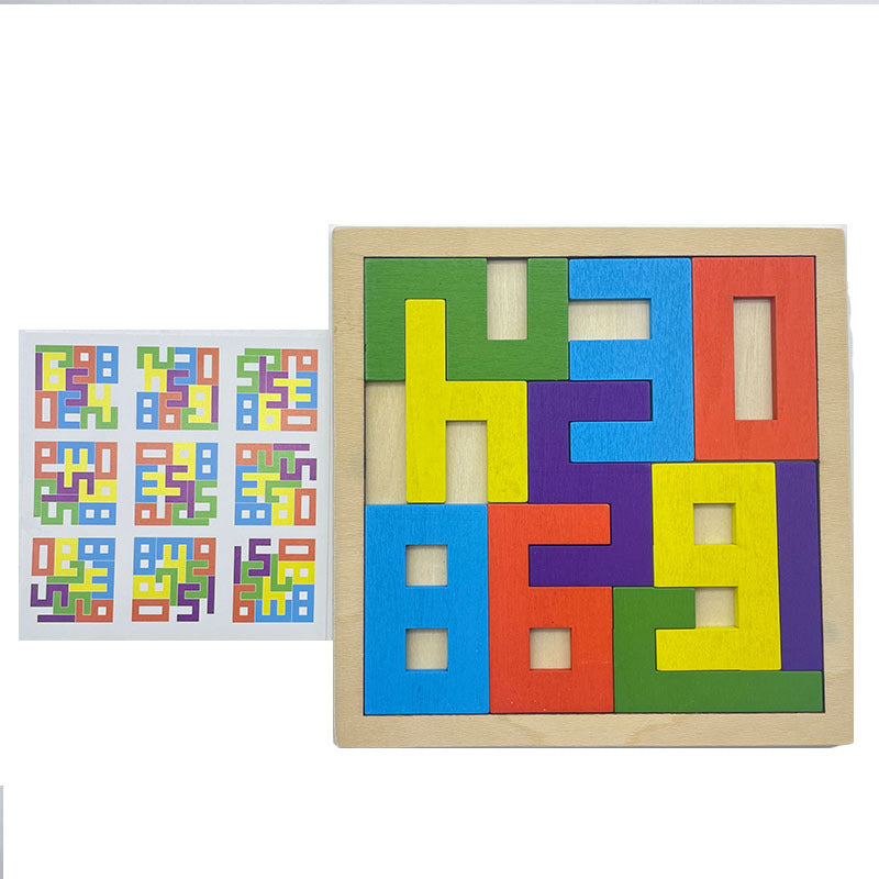 Wooden Tetris Puzzle Set