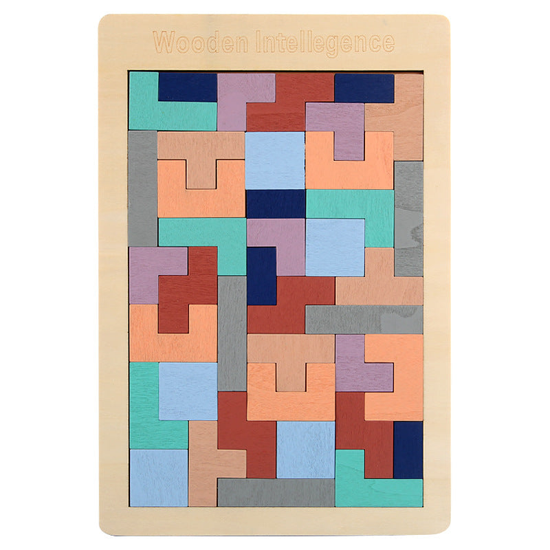 Wooden Tetris Puzzle Set