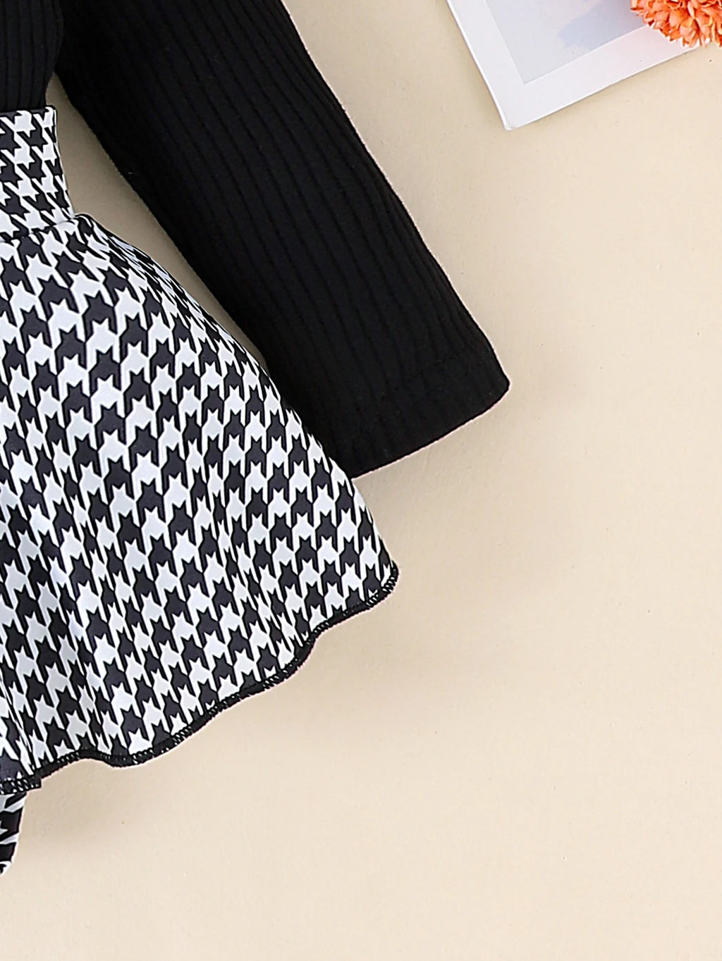 Baby Girl Top & Houndstooth Skirt Set