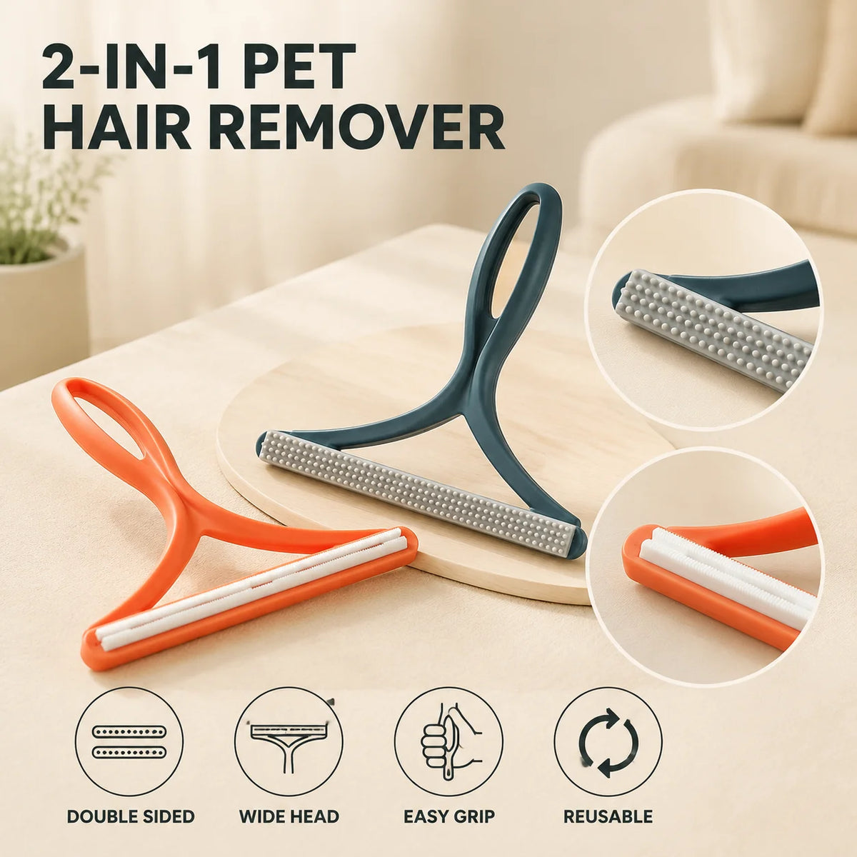 Double-Sided Pet Hair & Lint Remover