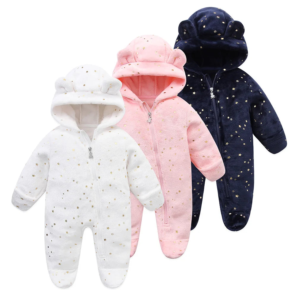 Baby Hooded Flannel Romper