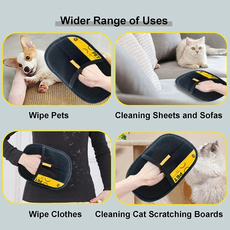 2-in-1 Pet Hair Removal Mitts for Cats & Dogs