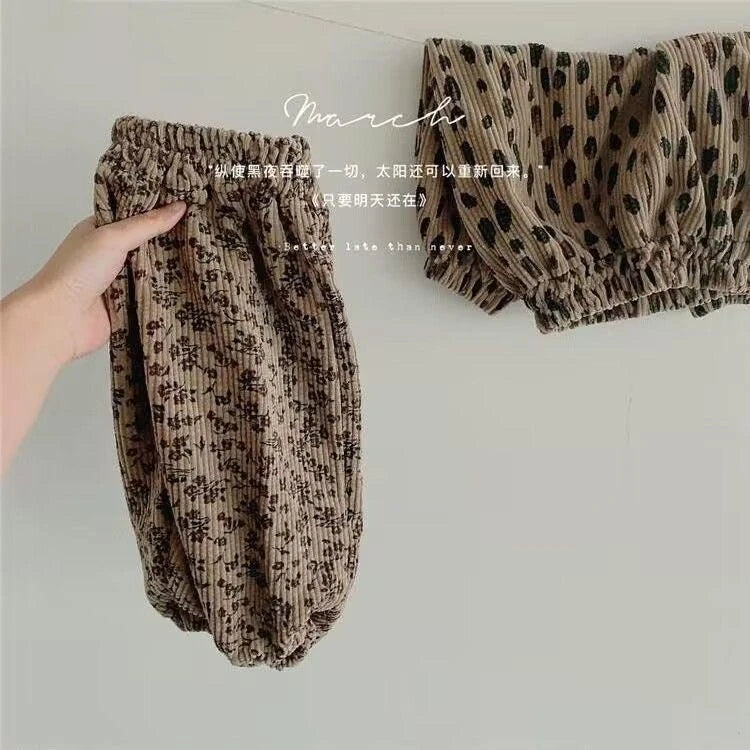 Girls Loose Leopard Print Pants