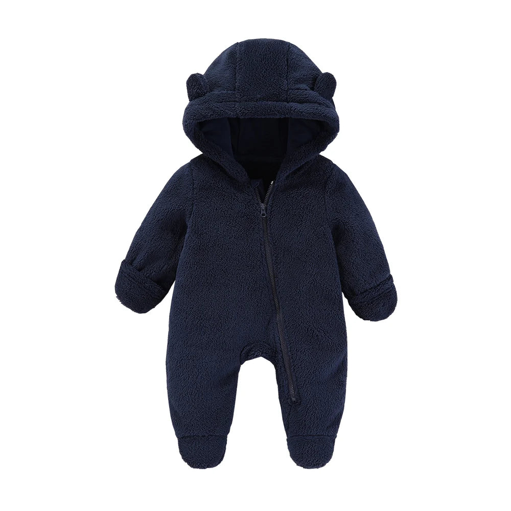 Baby Hooded Flannel Romper