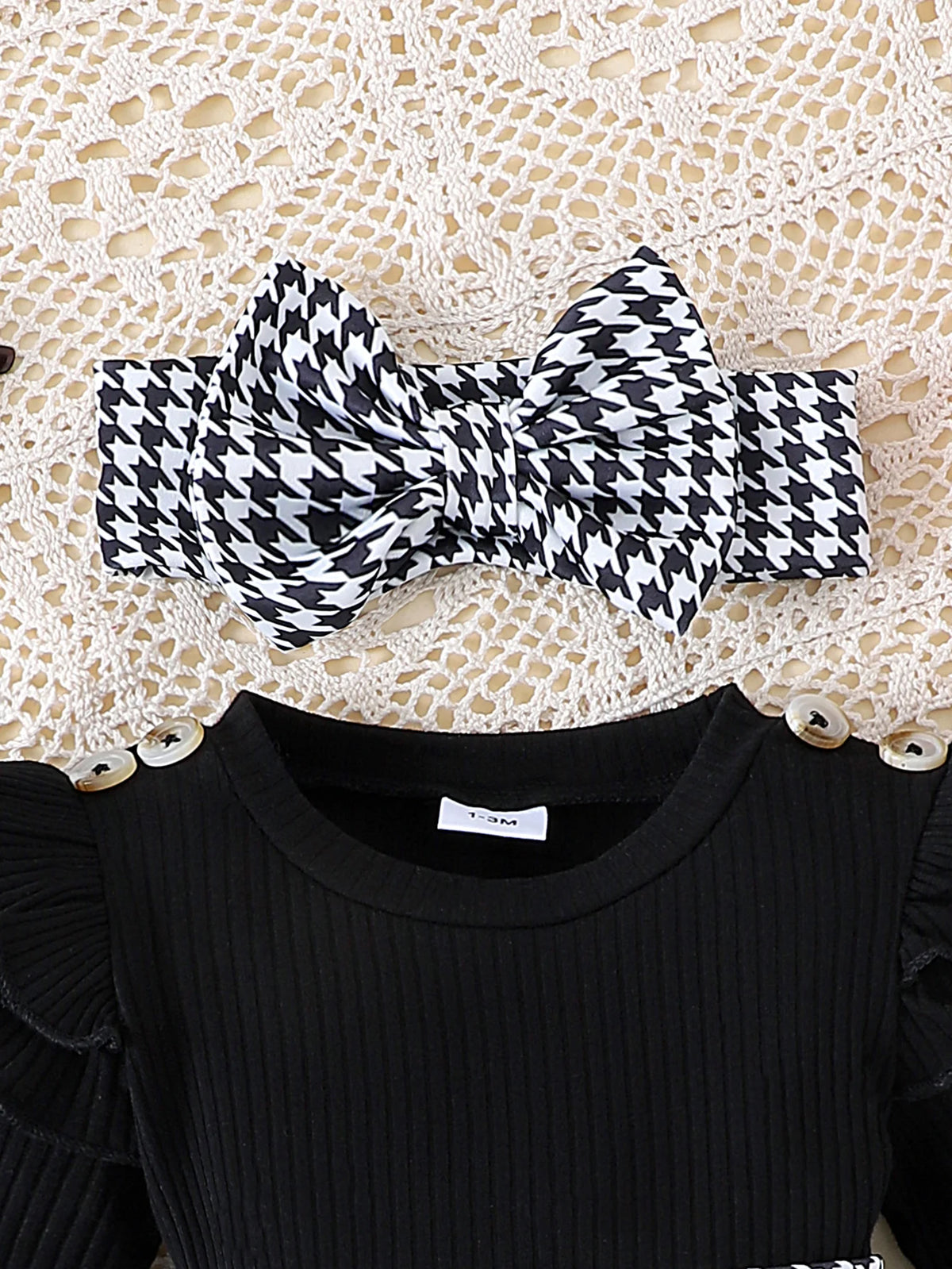 Baby Girl Top & Houndstooth Skirt Set
