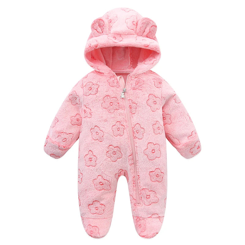 Baby Hooded Flannel Romper