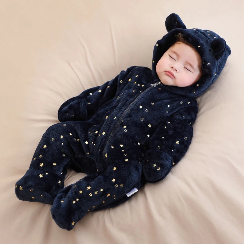 Baby Hooded Flannel Romper