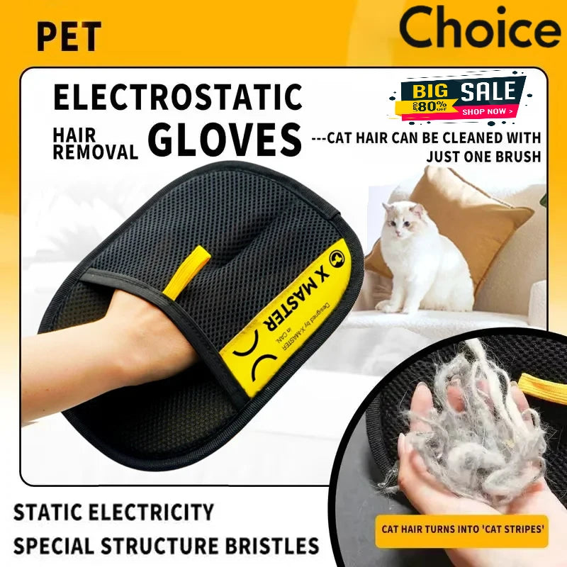 2-in-1 Pet Hair Removal Mitts for Cats & Dogs