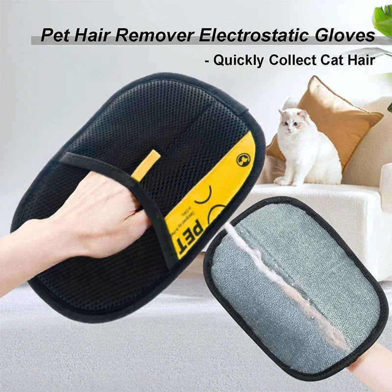 2-in-1 Pet Hair Removal Mitts for Cats & Dogs