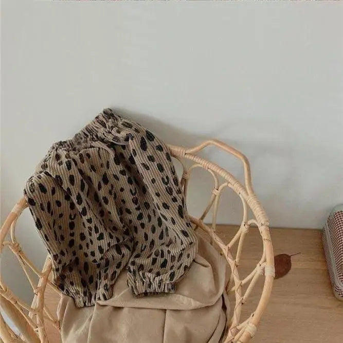 Girls Loose Leopard Print Pants
