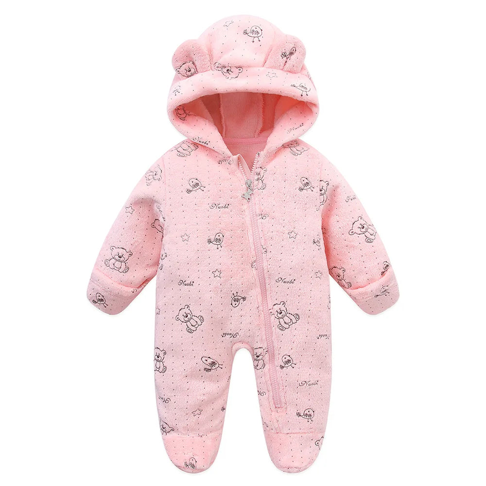 Baby Hooded Flannel Romper