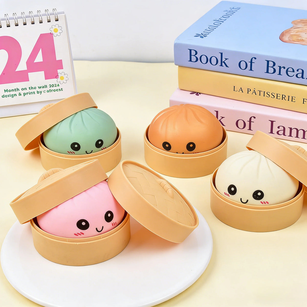 Silicone Dumpling Squishy with Steamer Box