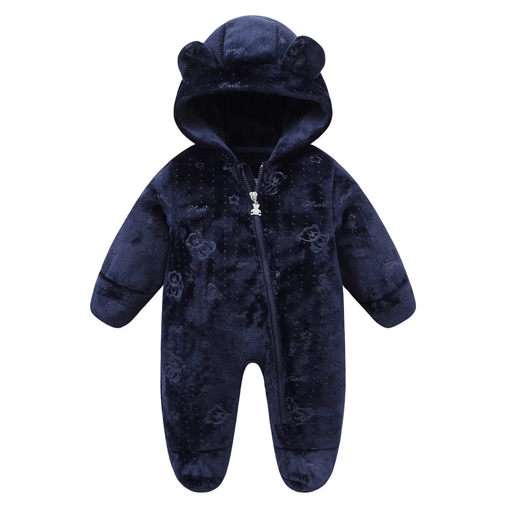 Baby Hooded Flannel Romper